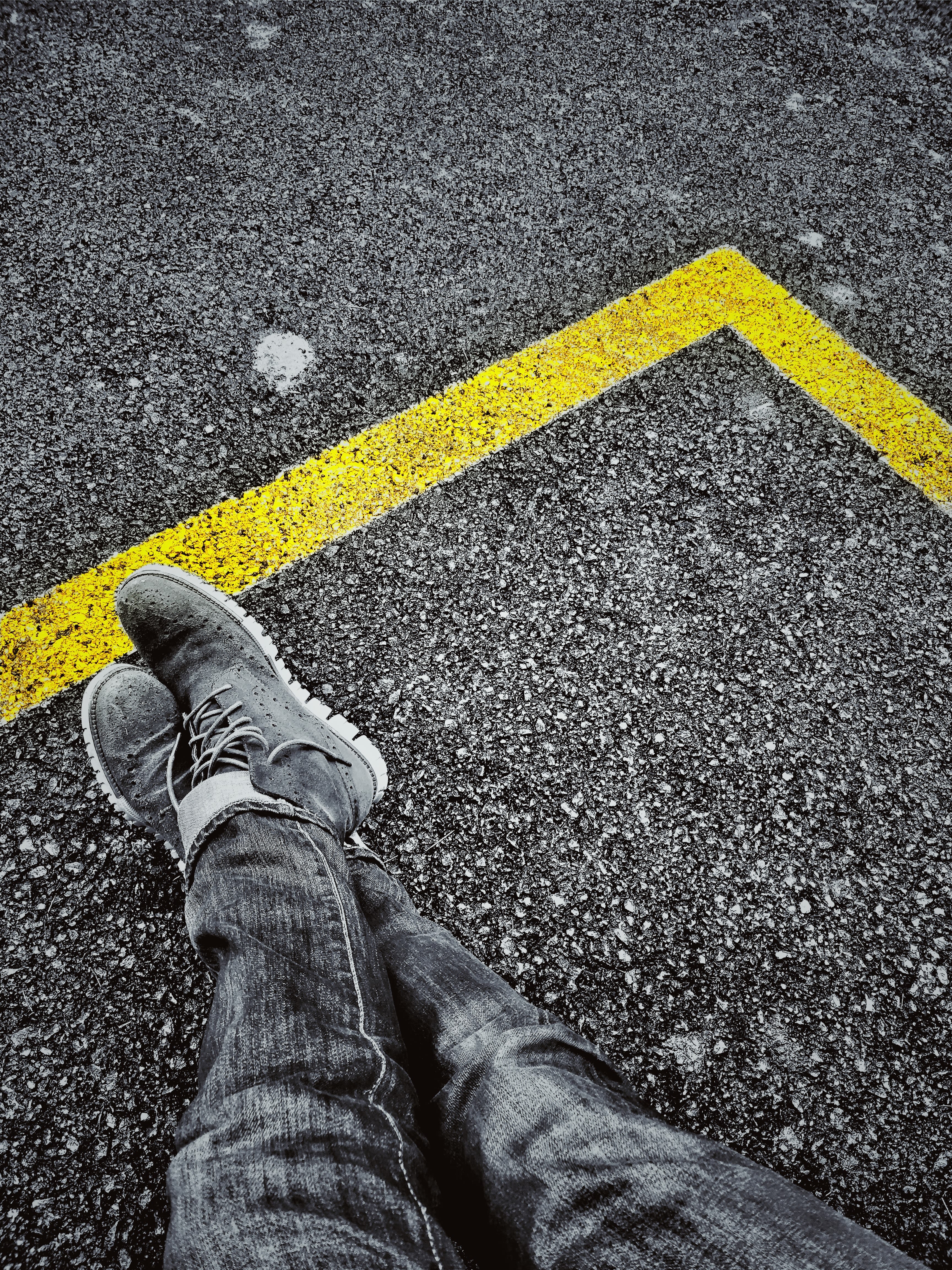 selective color of person wearing jeans