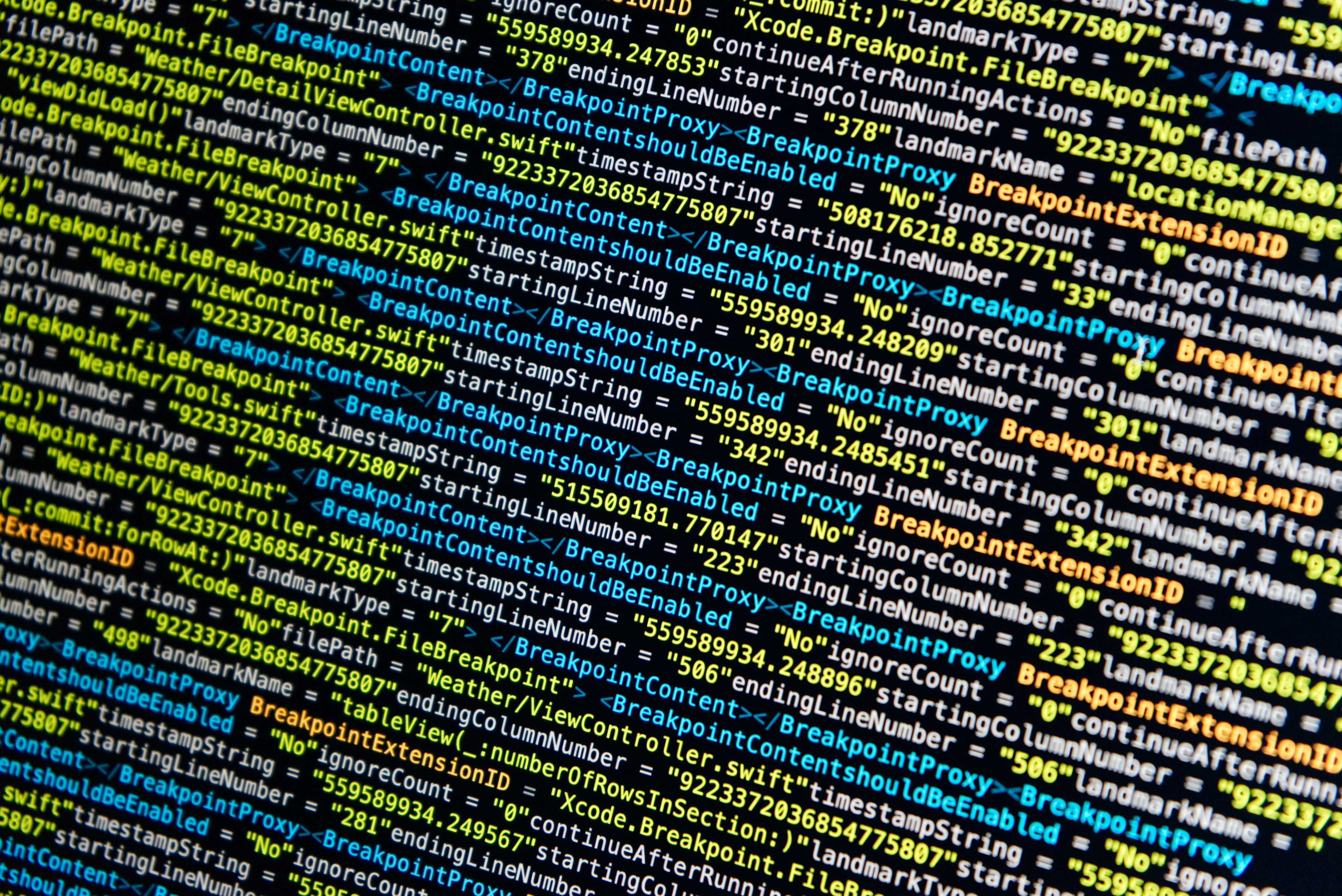 turned-on monitor displays source codes