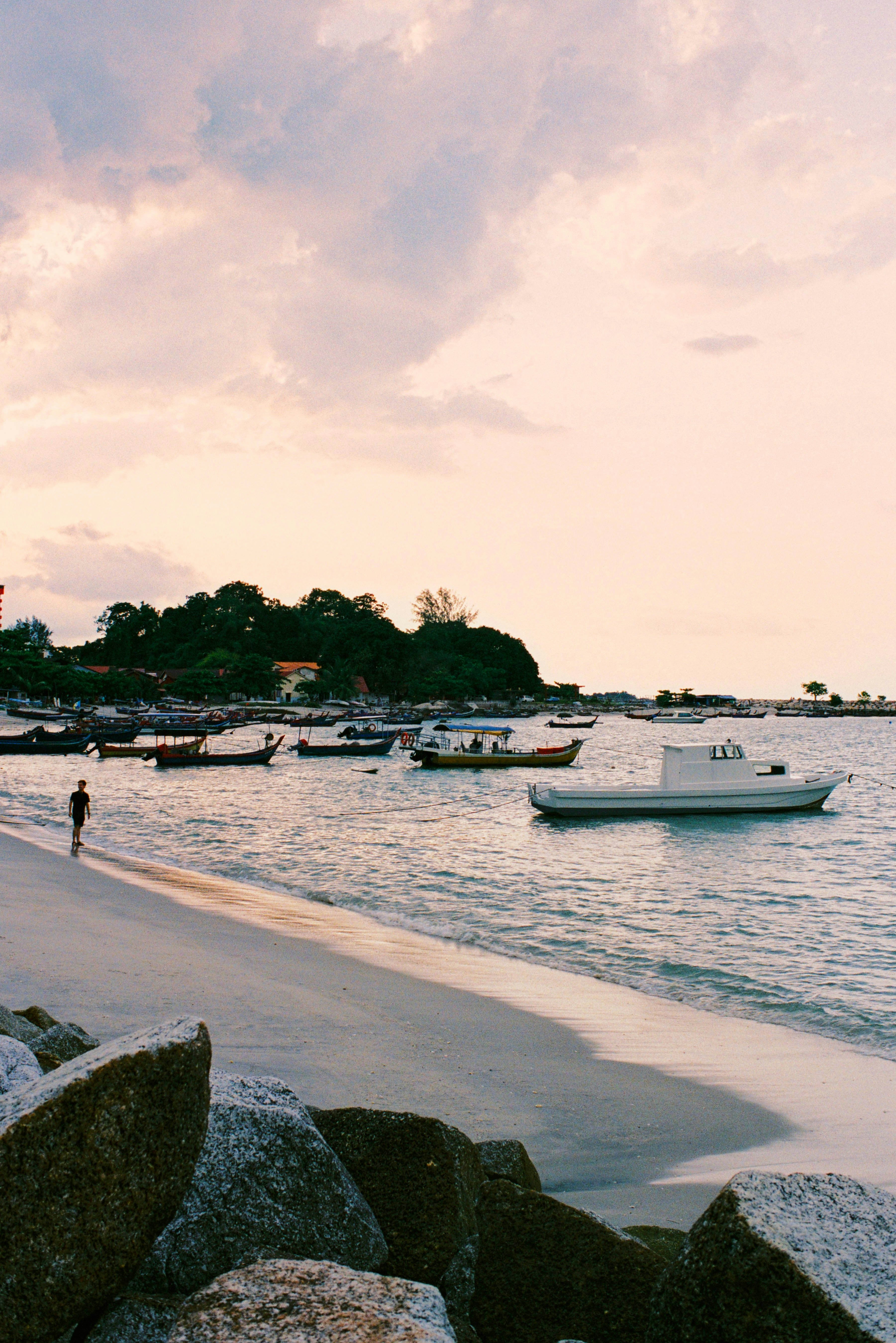 a group of boats in a body of water