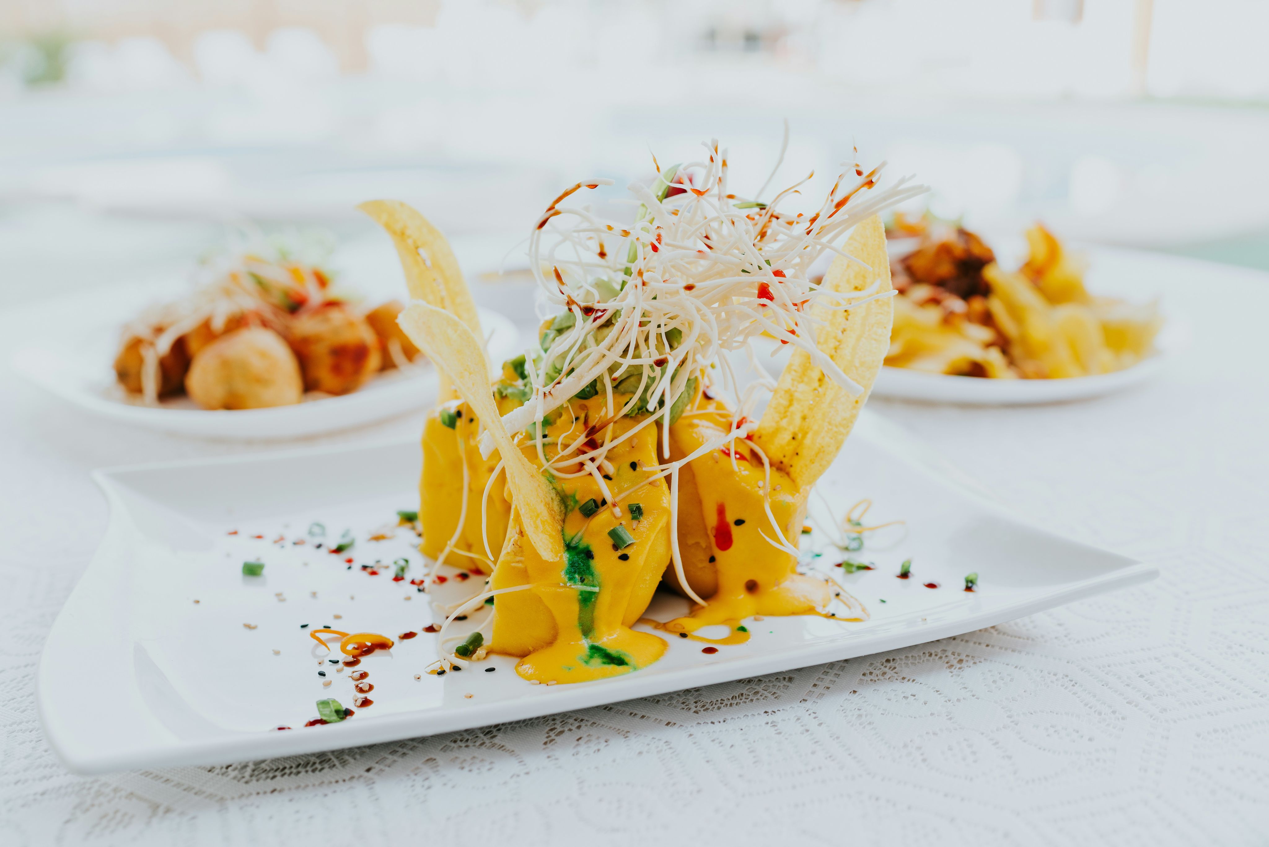 yellow and green vegetable on white ceramic plate
