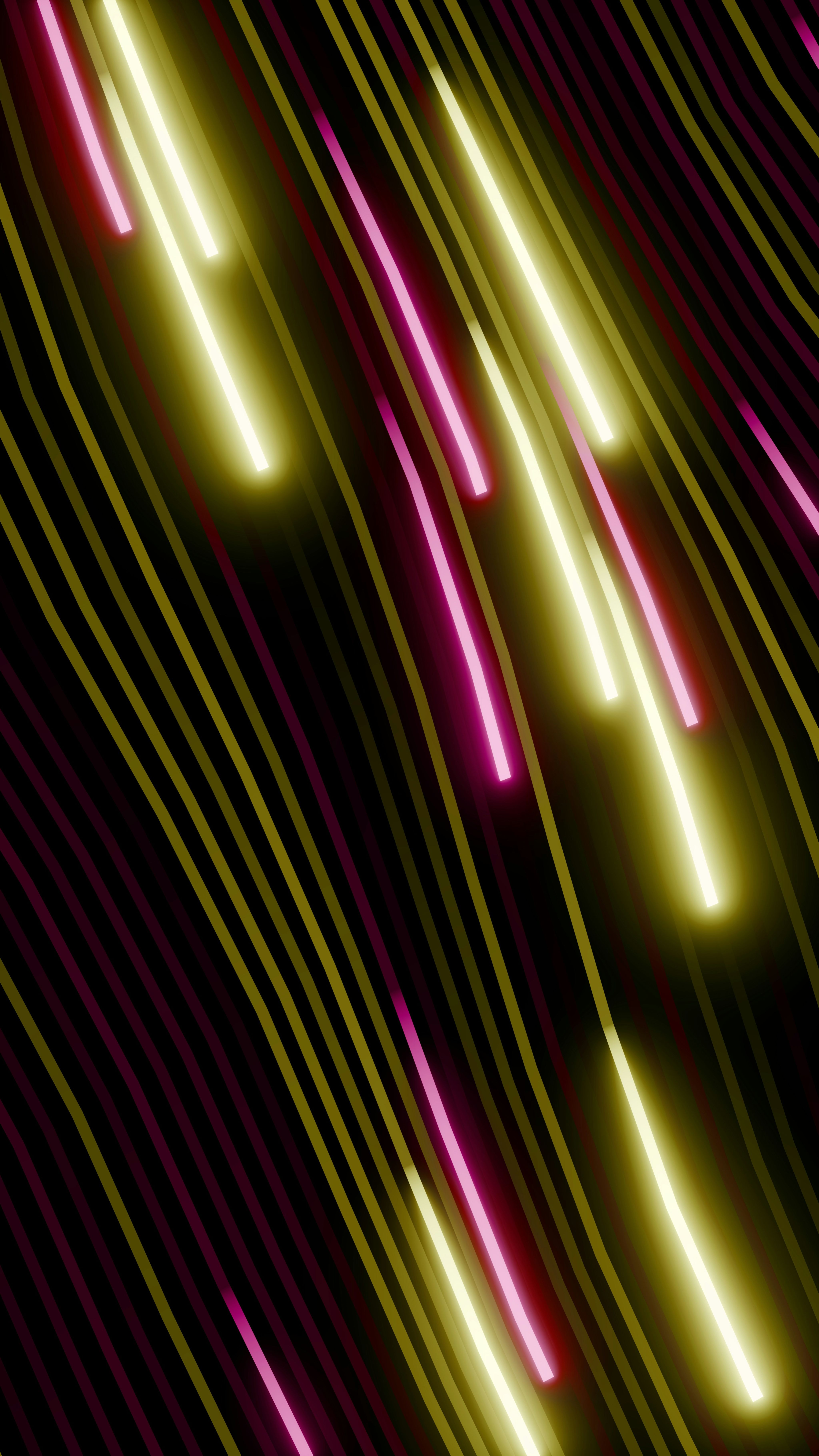 Abstract glowing lines of yellow and pink on black